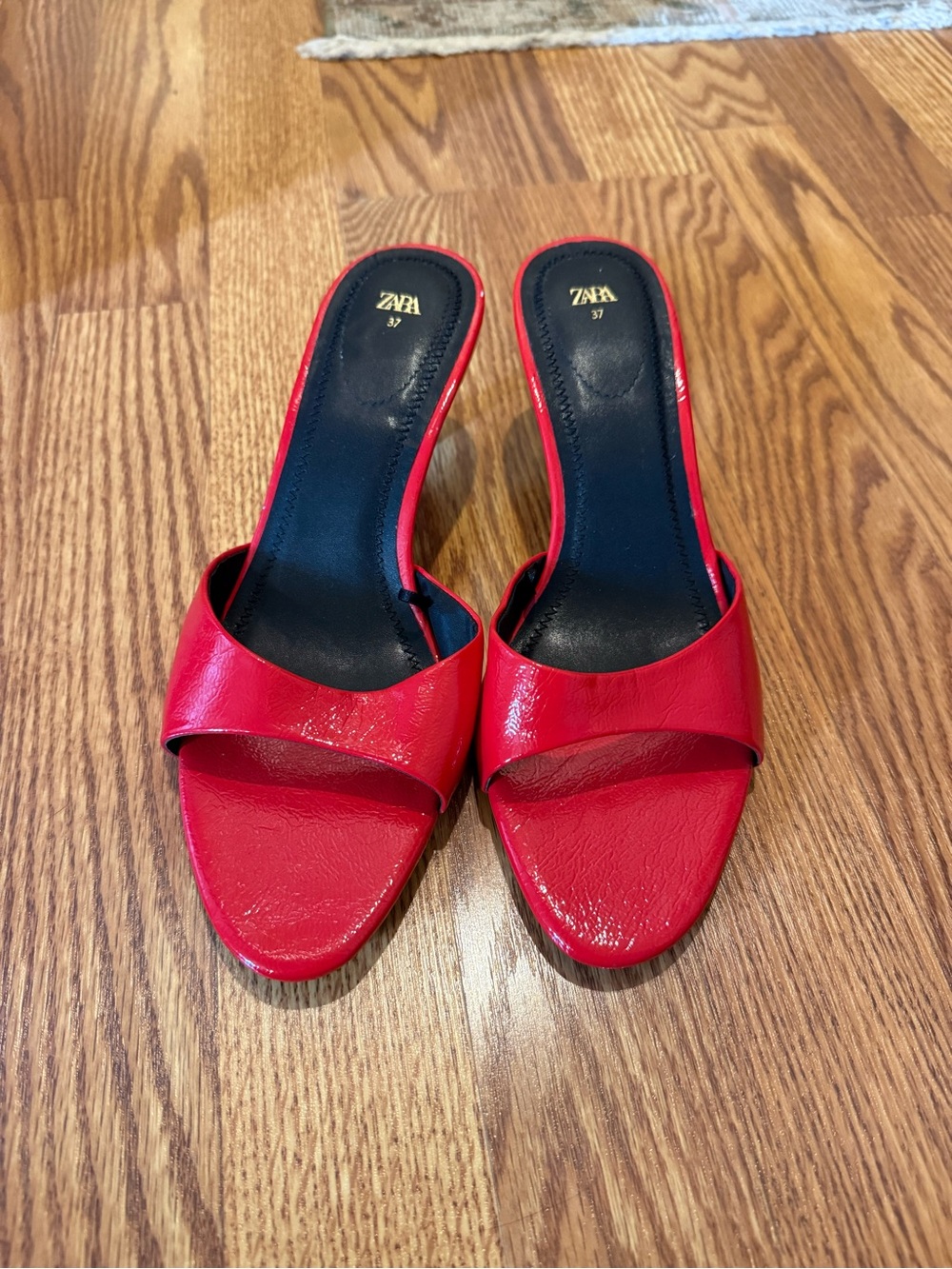 Zara Red Patent Slide Mules